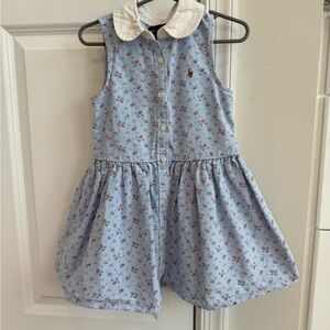 Ralph Lauren Blue Floral Dress with White Collar